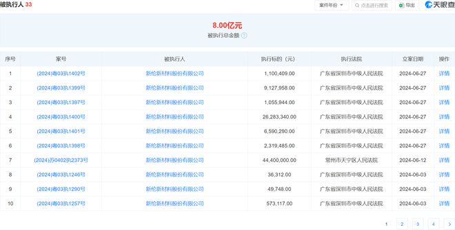 ST新纶被执行1100409元今年以来已被执行多次涉及广东江苏山东等地(图1)