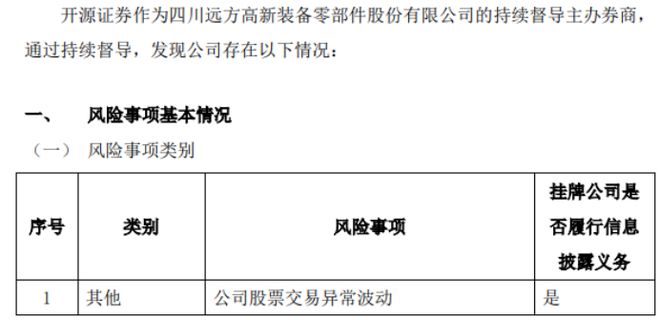 远方装备股票存在交易异常波动(图1)